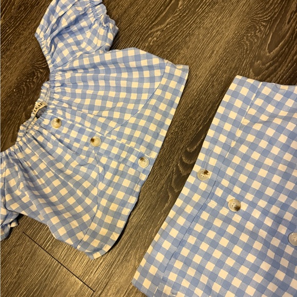 Blue and White Gingham Two-Piece Set - Picture 3 of 11